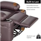 Fauteuil inclinable manuel en cuir PU - 26,8 po Design ergonomique avec porte-gobelets et rangement, pour cinéma maison, salon