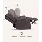 Fauteuil inclinable manuel en cuir PU - 26,8 po Design ergonomique avec porte-gobelets et rangement, pour cinéma maison, salon