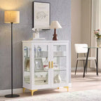 Meuble de buffet moderne Kings Brand Furniture avec portes en verre et étagères réglables