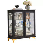 Meuble de buffet moderne Kings Brand Furniture avec portes en verre et étagères réglables