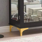 Meuble de buffet moderne Kings Brand Furniture avec portes en verre et étagères réglables