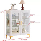 Meuble de buffet moderne Kings Brand Furniture avec portes en verre et étagères réglables