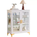 Meuble de buffet moderne Kings Brand Furniture avec portes en verre et étagères réglables