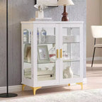 Meuble de buffet moderne Kings Brand Furniture avec portes en verre et étagères réglables