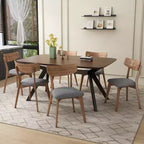 Ensemble de salle à manger tapissé 7 pièces Lareyna de Christopher Knight Home en bois d'hévéa, style milieu de siècle