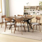 Ensemble de salle à manger tapissé 7 pièces Lareyna de Christopher Knight Home en bois d'hévéa, style milieu de siècle
