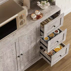 Meuble de rangement haut et réglable de 170 cm avec portes en verre trempé, plan de travail spacieux, garde-manger de cuisine moderne, bar à café, organisateur de bureau