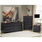 HomeStock Scottsdale Commode 5 tiroirs Rangement contemporain Bois grainé noir