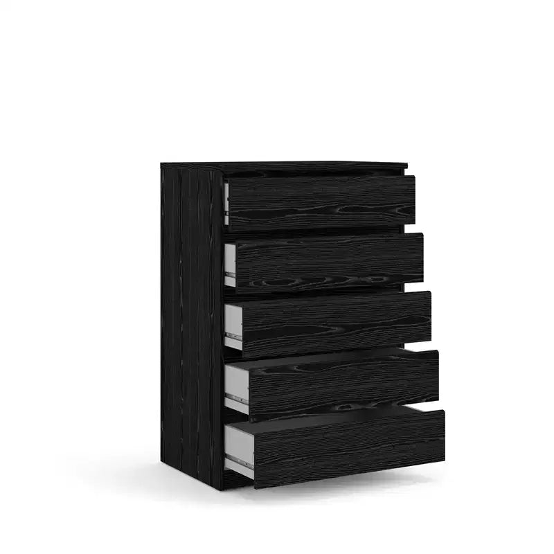 HomeStock Scottsdale Commode 5 tiroirs Rangement contemporain Bois grainé noir