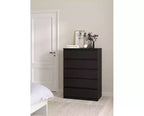HomeStock Scottsdale Commode 5 tiroirs Rangement contemporain Bois grainé noir