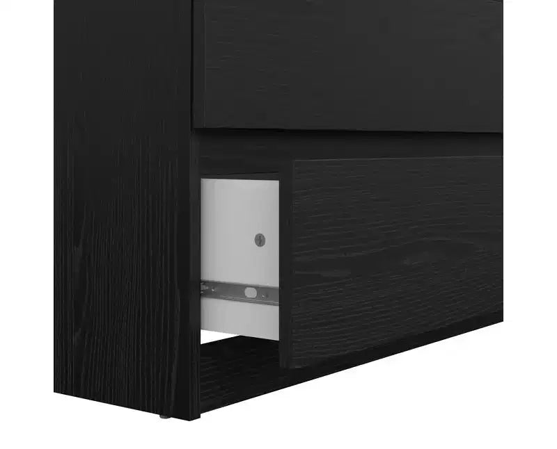 HomeStock Scottsdale Commode 5 tiroirs Rangement contemporain Bois grainé noir