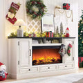 35.7 Tall Fireplace TV Stand for 80 Inch TV with 36 Electric Fireplace, Farmhouse Entertainment Center with Cabinets & Drawers