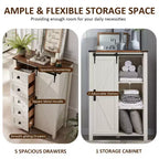 Commode haute SinCiDo Farmhouse Modern 5 tiroirs avec porte coulissante de style grange, commode de rangement pour chambre à coucher, salon et chambre d'enfants