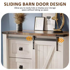 Commode haute SinCiDo Farmhouse Modern 5 tiroirs avec porte coulissante de style grange, commode de rangement pour chambre à coucher, salon et chambre d'enfants