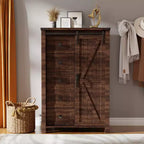 Commode haute SinCiDo Farmhouse Modern 5 tiroirs avec porte coulissante de style grange, commode de rangement pour chambre à coucher, salon et chambre d'enfants