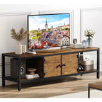 Meuble TV marron rustique de 65 pouces, meuble de style rustique avec rangement pour téléviseurs jusqu'à 75 pouces, idéal pour le salon