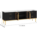 Meuble TV Acekool 65 pouces avec lumières LED, console moderne avec 4 tiroirs, étagères et portes en verre pour téléviseurs de 55 à 75 pouces