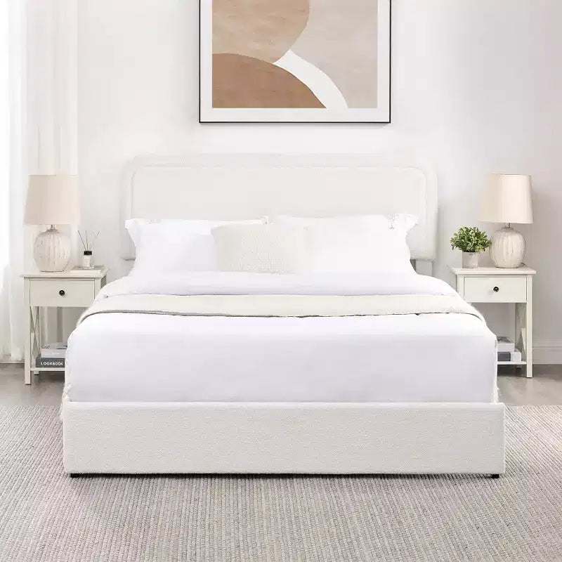 Lit Queen Size Moderne Rembourré en Bouclette Calvin de Christopher Knight Home