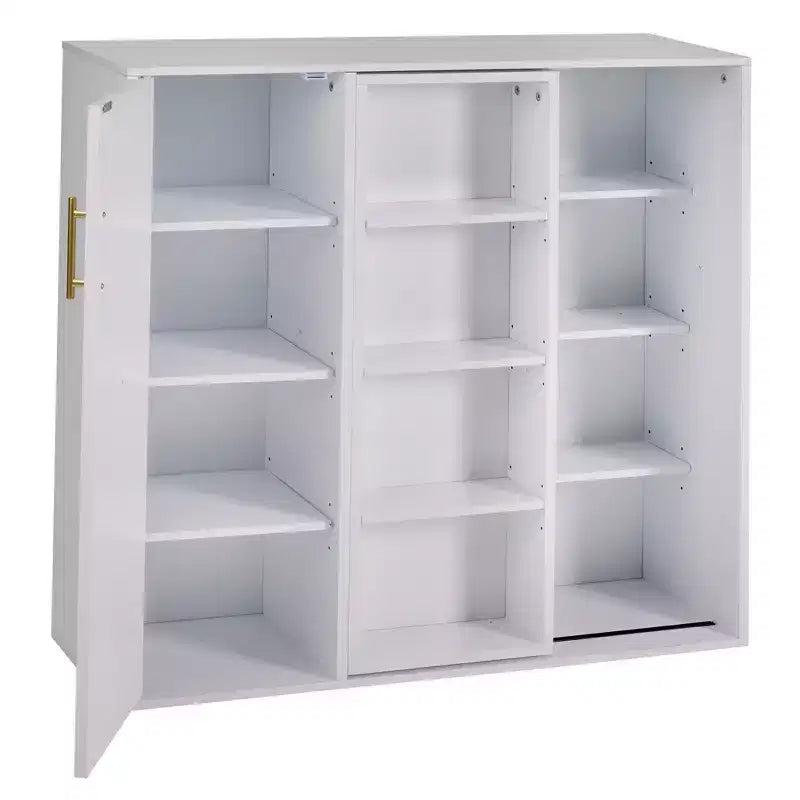 VECELO Meuble de Rangement à 4 Niveaux, Armoire de Rangement pour Cuisine avec Porte et Étagères Réglables, Organisateur Autonome pour Salle de Bain, Blanc