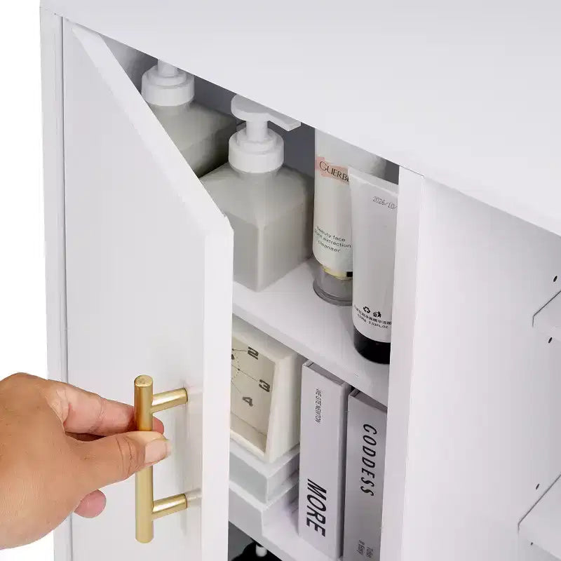 VECELO Meuble de Rangement à 4 Niveaux, Armoire de Rangement pour Cuisine avec Porte et Étagères Réglables, Organisateur Autonome pour Salle de Bain, Blanc