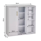 VECELO Meuble de Rangement à 4 Niveaux, Armoire de Rangement pour Cuisine avec Porte et Étagères Réglables, Organisateur Autonome pour Salle de Bain, Blanc