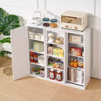VECELO Meuble de Rangement à 4 Niveaux, Armoire de Rangement pour Cuisine avec Porte et Étagères Réglables, Organisateur Autonome pour Salle de Bain, Blanc