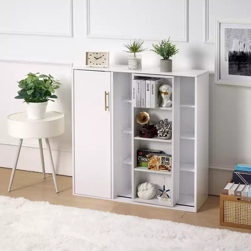 VECELO Meuble de Rangement à 4 Niveaux, Armoire de Rangement pour Cuisine avec Porte et Étagères Réglables, Organisateur Autonome pour Salle de Bain, Blanc