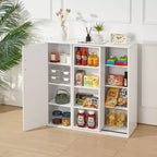 VECELO Meuble de Rangement à 4 Niveaux, Armoire de Rangement pour Cuisine avec Porte et Étagères Réglables, Organisateur Autonome pour Salle de Bain, Blanc