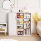 VECELO Meuble de Rangement à 4 Niveaux, Armoire de Rangement pour Cuisine avec Porte et Étagères Réglables, Organisateur Autonome pour Salle de Bain, Blanc
