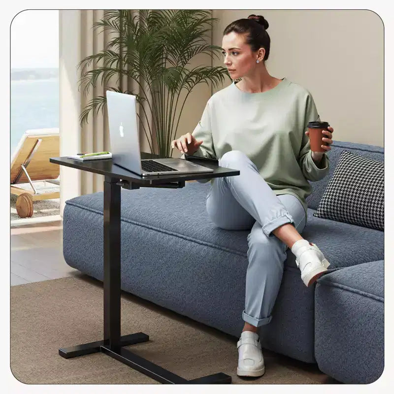 MAYEERTY Table de lit avec roulettes Bureau d'ordinateur réglable Table d'appoint en bois