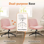 Chaise de bureau, chaise de vanité, sans accoudoirs, pivotante, réglable en hauteur, assise large, avec roulettes remplaçables/base fixe, chaise de travail confortable et rembourrée