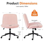 Chaise de bureau, chaise de vanité, sans accoudoirs, pivotante, réglable en hauteur, assise large, avec roulettes remplaçables/base fixe, chaise de travail confortable et rembourrée