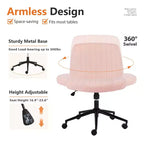 Chaise de bureau, chaise de vanité, sans accoudoirs, pivotante, réglable en hauteur, assise large, avec roulettes remplaçables/base fixe, chaise de travail confortable et rembourrée