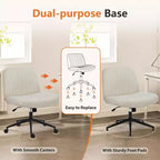Chaise de bureau, chaise de vanité, sans accoudoirs, pivotante, réglable en hauteur, assise large, avec roulettes remplaçables/base fixe, chaise de travail confortable et rembourrée