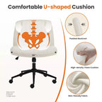 Chaise de bureau, chaise de vanité, sans accoudoirs, pivotante, réglable en hauteur, assise large, avec roulettes remplaçables/base fixe, chaise de travail confortable et rembourrée