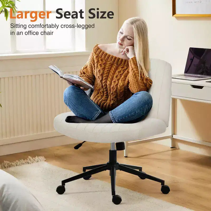Chaise de bureau, chaise de vanité, sans accoudoirs, pivotante, réglable en hauteur, assise large, avec roulettes remplaçables/base fixe, chaise de travail confortable et rembourrée