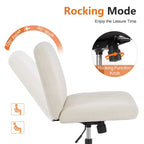 Chaise de bureau, chaise de vanité, sans accoudoirs, pivotante, réglable en hauteur, assise large, avec roulettes remplaçables/base fixe, chaise de travail confortable et rembourrée