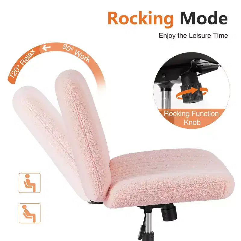 Chaise de bureau, chaise de vanité, sans accoudoirs, pivotante, réglable en hauteur, assise large, avec roulettes remplaçables/base fixe, chaise de travail confortable et rembourrée