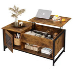 Table basse, Table basse relevable 41.7 avec armoire de rangement et compartiment caché, Table centrale en bois pour salon