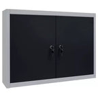 vidaXL Wall Mounted Tool Cabinet Industrial Style Metal Gray and Black - Gray