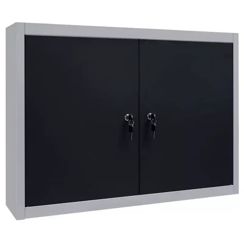 vidaXL Wall Mounted Tool Cabinet Industrial Style Metal Gray and Black - Gray