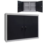 vidaXL Armoire à outils murale style industriel métal gris et noir - Gris