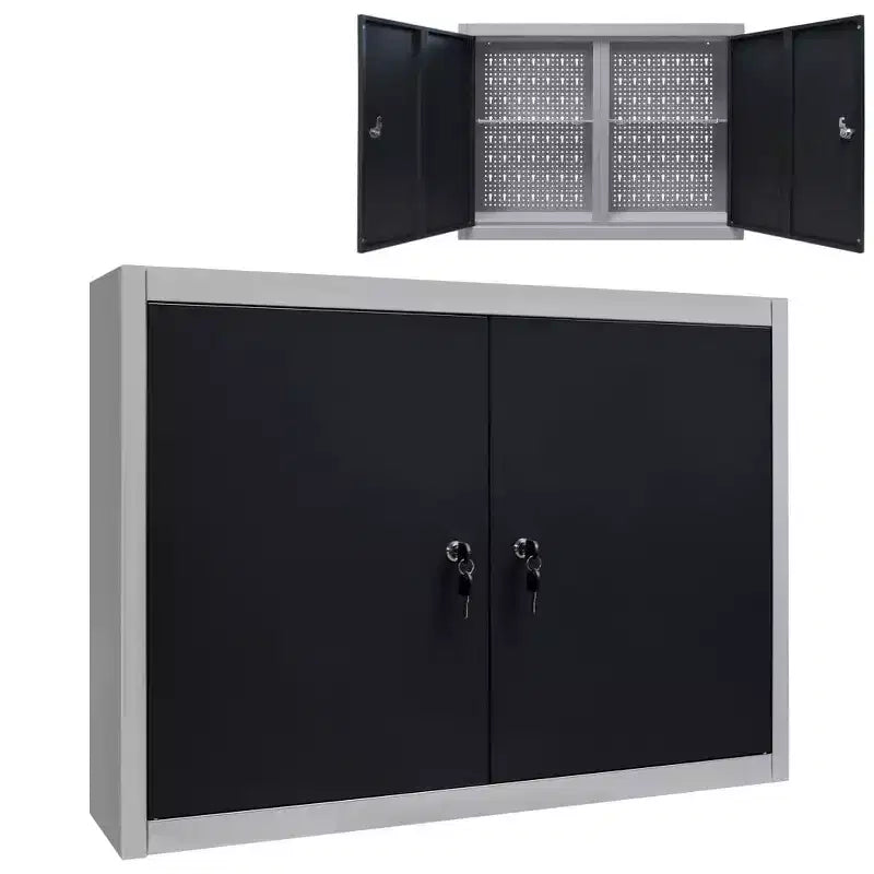 vidaXL Armoire à outils murale style industriel métal gris et noir - Gris
