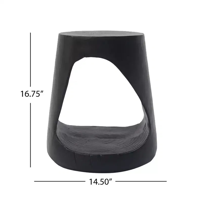 Table d'appoint évidée, texture aspect bois, coloris noir