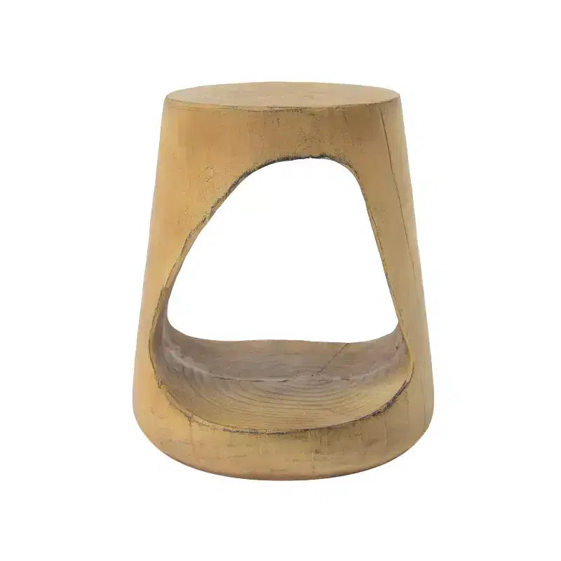 Table d'appoint évidée, texture aspect bois, coloris noir