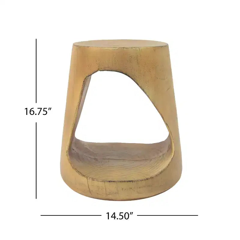 Table d'appoint évidée, texture aspect bois, coloris noir