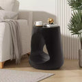 Hollow Side Table, Wood-like texture, Black Color