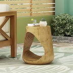 Table d'appoint évidée, texture aspect bois, coloris noir