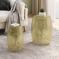 Modern Round Metal Hollow Side Tables - Set of 2