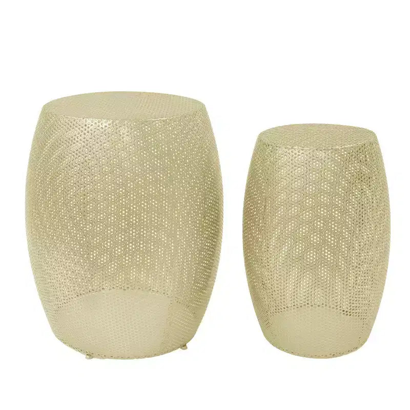 Tables d'appoint creuses rondes modernes en métal - Lot de 2